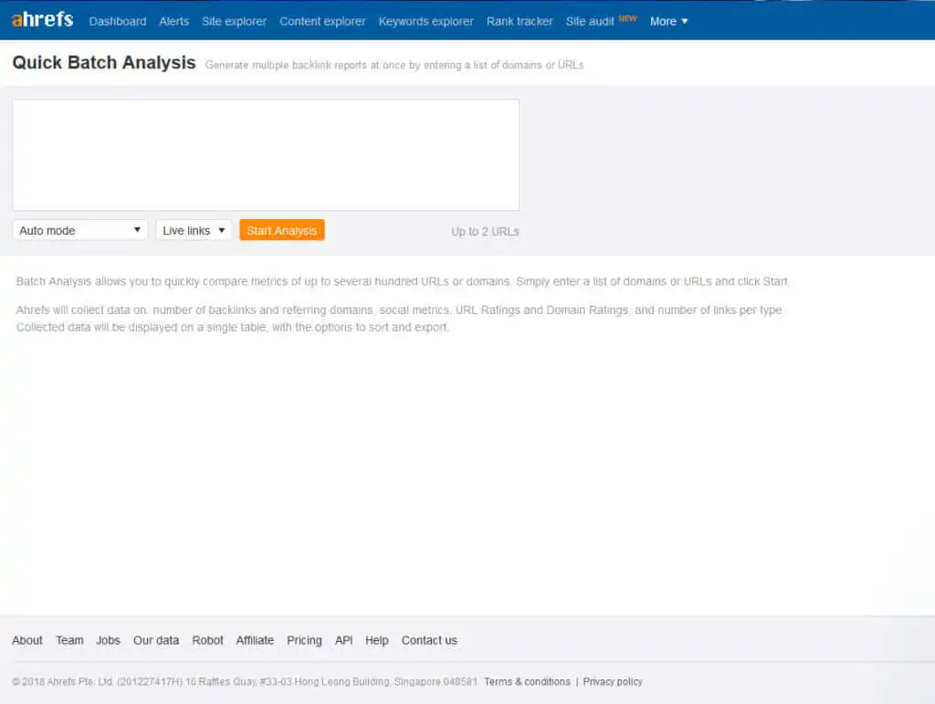 AHREFS Batch Analysis