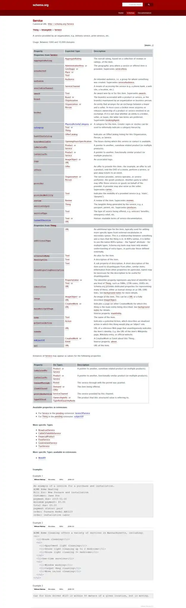 Service Schema
