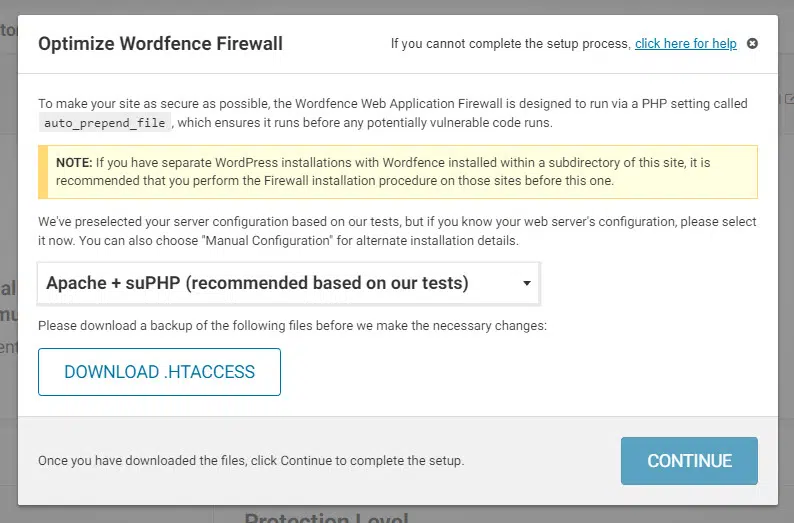 wordfence settings