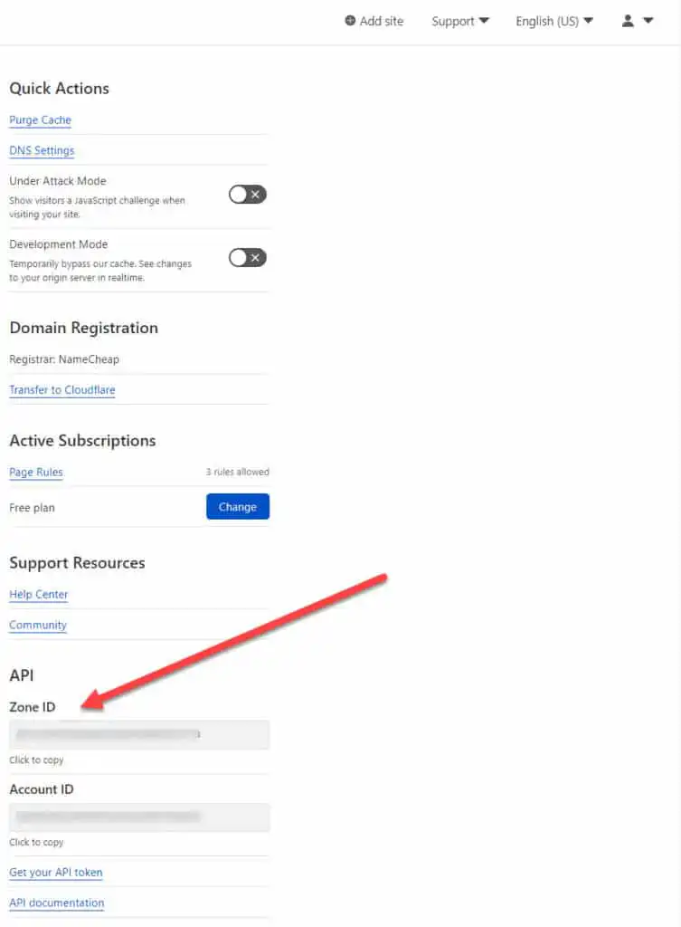 Cloudflare Zone ID Settings Page
