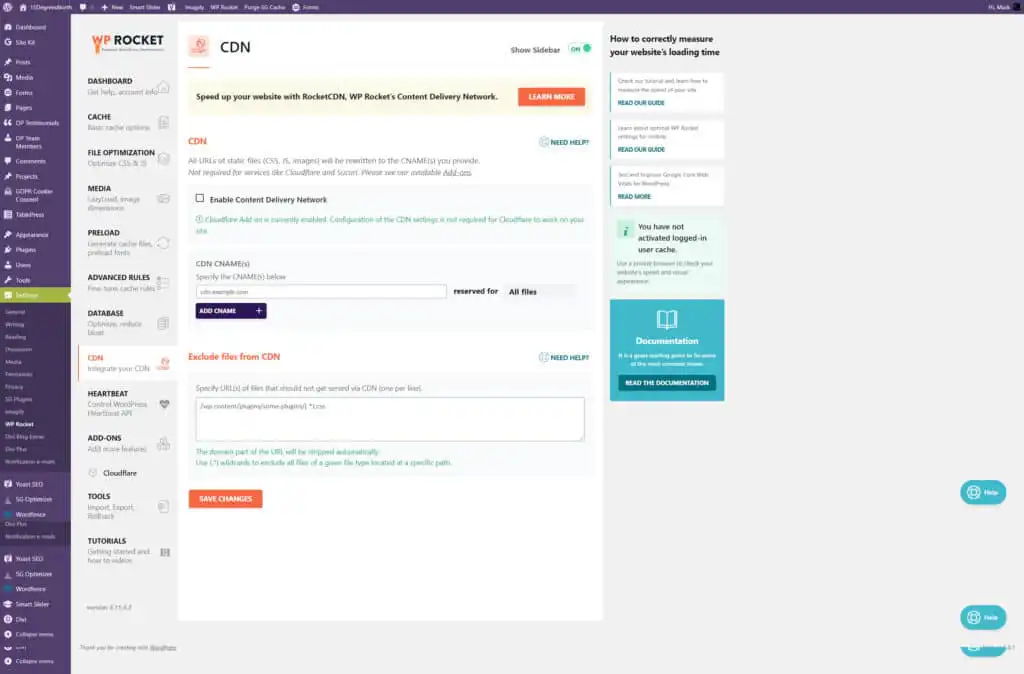 WP Rocket CDN Settings